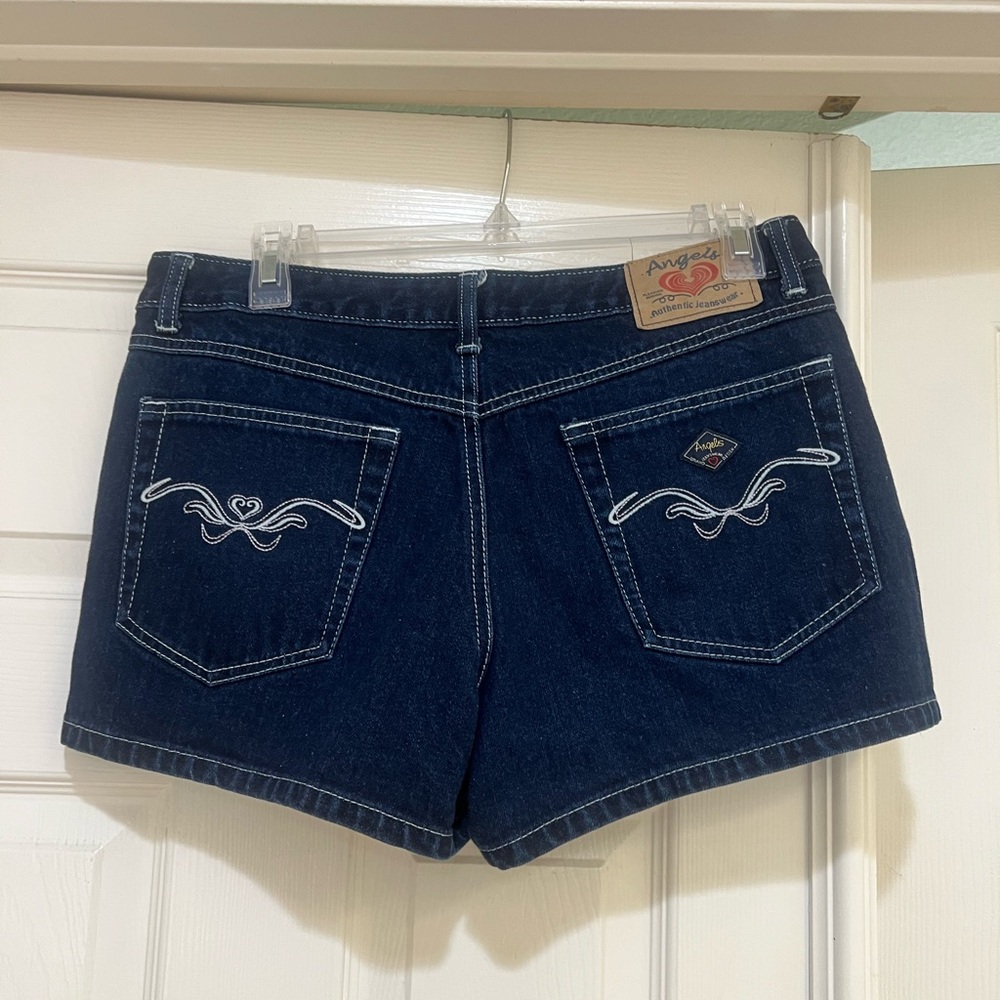 Vintage 90s Women’s Dark Wash‎ Denim Jean Shorts Angels size 11 no stretch